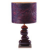 Sculptural purple lamp adding elegance to living room décor