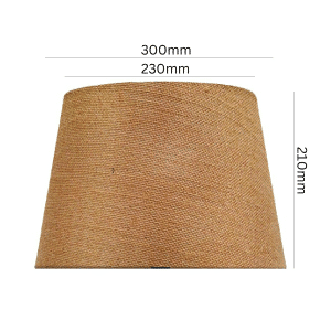 Side view of the Tex Natural Hessian Lamp Shade showing its round tapered profile
