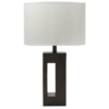 LLT Mackie Table Lamp with timber-effect base and white linen shade