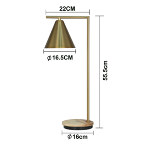 gold table lamp with wireless charging and USB port