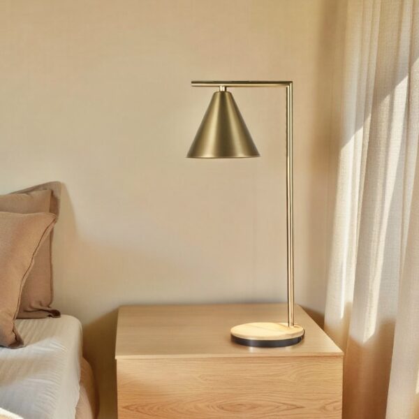 gold table lamp with wireless charging and USB port