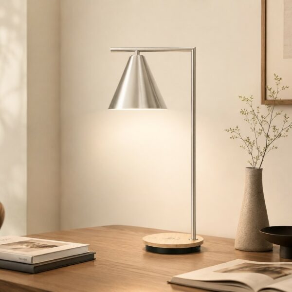 LLT LaCasa Silver Wireless Charging Table Lamp with USB port