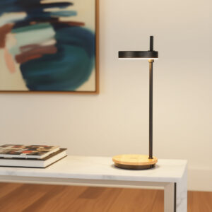 LLT NANO Black wireless charging desk lamp for modern workspace with integrated LED light