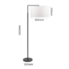 LLF Black Kardinia White floor lamp featuring angular black metal arm and crisp white drum shade