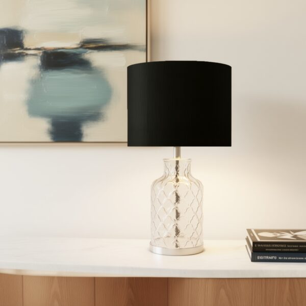 LLT Ariel Black glass table lamp with textured base
