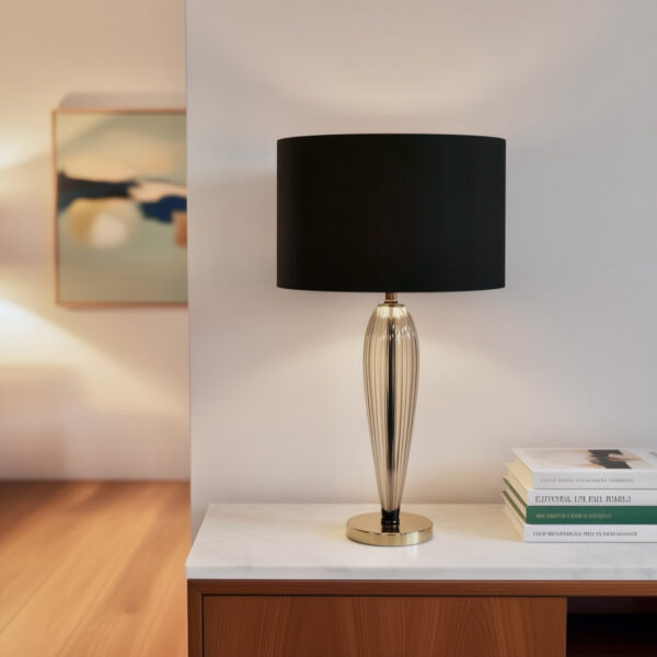 LLT Demi Black Table Lamp with smoke glass base