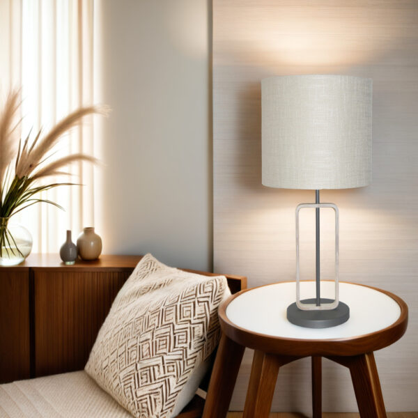 LLT Hamish bedside lamp with vanilla shade and timber base