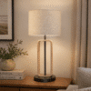 LLT Hamish Vanilla Table Lamp with timber and graphite base