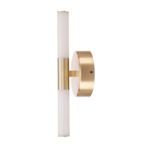 Brushed brass interior wall light with frosted diffuser and dimmable LED 10W