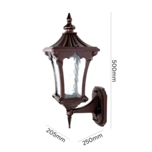 Classic heritage-style brass wall lantern with warm antique finish and clear glass