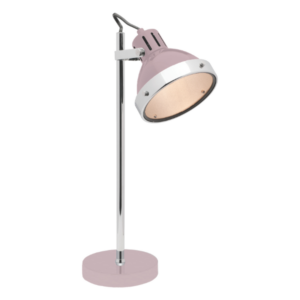LLT Caddy Pink Table Lamp with chrome base and adjustable pink spotlight
