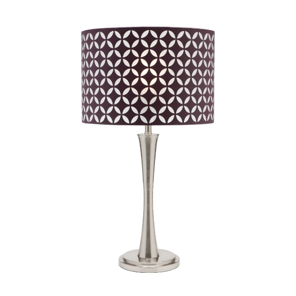 LLT Marilyn Purple Table Lamp with brushed nickel base