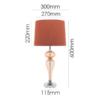 Chrome base table lamp with soft peach glass finish