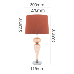 Chrome base table lamp with soft peach glass finish