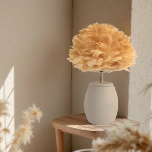 LLT Mixa Natural Feather Table Lamp with cement base