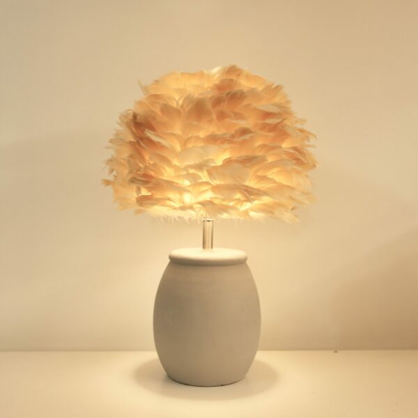 Natural feather lamp for bedroom or living room