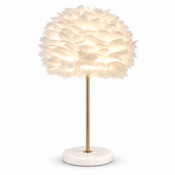 bedside table lamp white feather shade