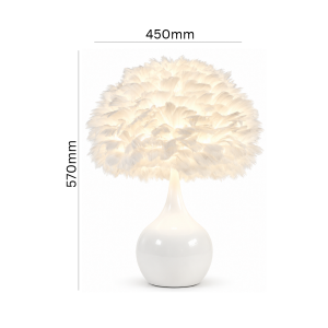 bedside white feather touch table lamp