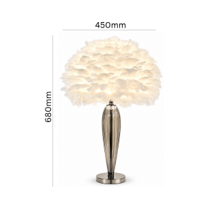 feather shade glass base bedside table
