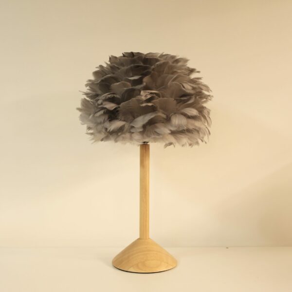 Modern grey feather bedside lamp for elegant interiors