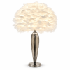 feather shade glass base bedside table