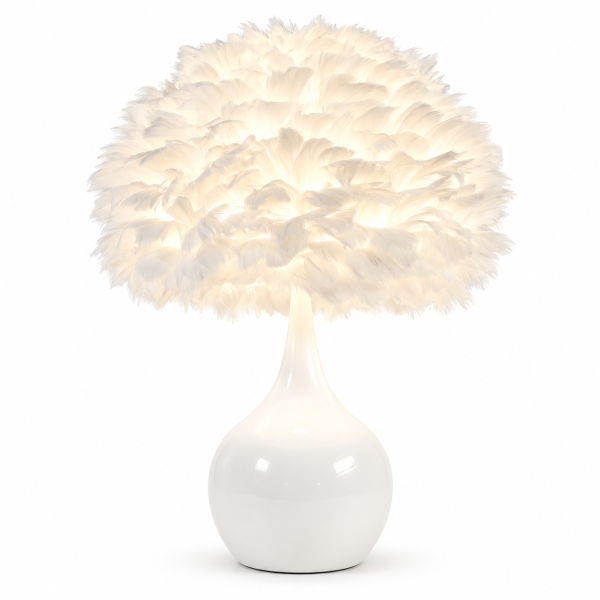 bedside white feather touch table lamp
