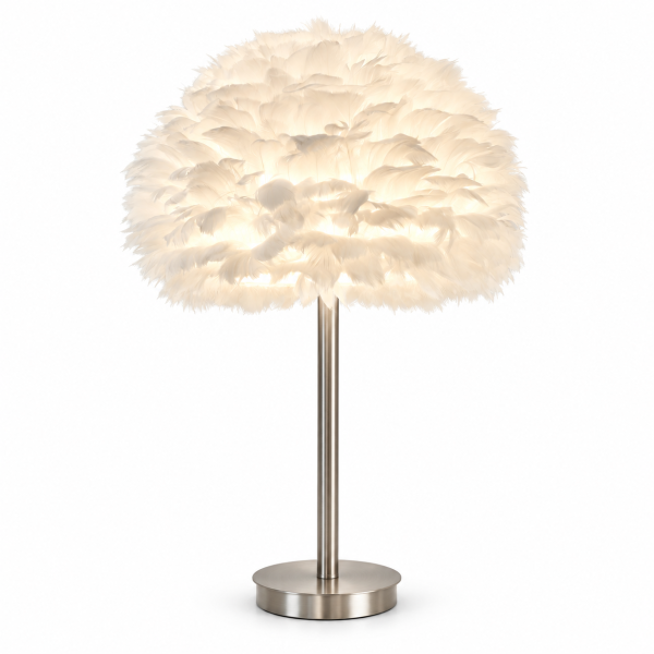 elegant white feather table lamp nickel base