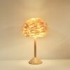 Soft natural feather shade lamp with timber stand