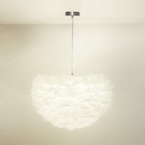 Elegant 45cm white feather ceiling lamp for living room or bedroom