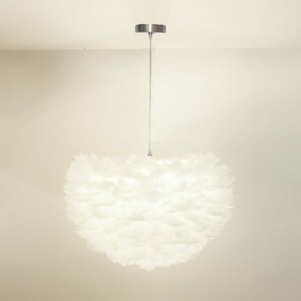 Elegant 45cm white feather ceiling lamp for living room or bedroom