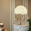 LLT Demi Feather White Table Lamp with black chrome glass base