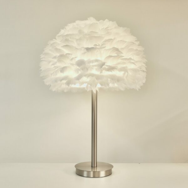 Elegant feather table lamp for bedroom or living room