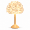 white feather timber table lamp