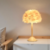 LLT Tex Natural Feather Table Lamp with timber base