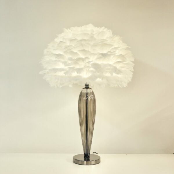 Decorative table lamp with soft feather shade