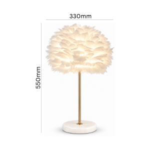 bedside table lamp white feather shade