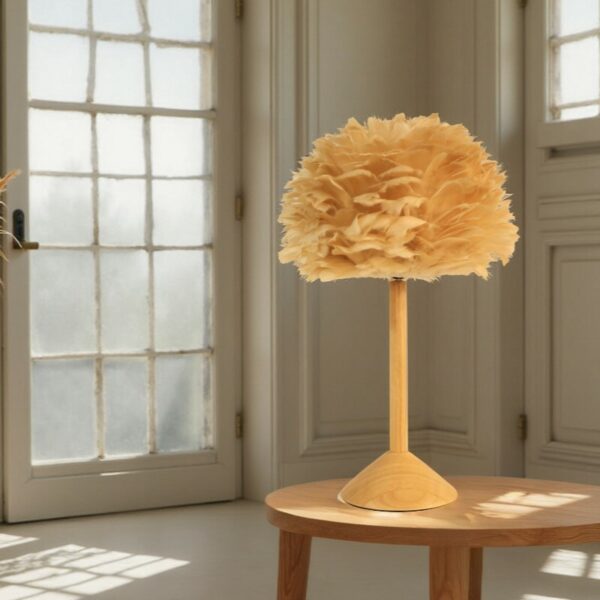 Natural feather lamp with warm ambient glow