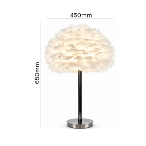 black chrome base white feather lamp