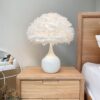 Touch White Feather Table Lamp with touch base
