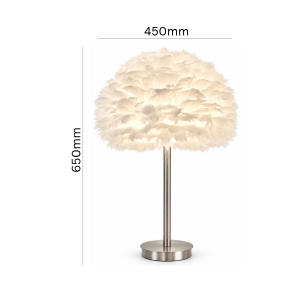 elegant white feather table lamp nickel base