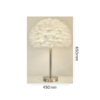 Modern white feather lamp with polished nickel stand
