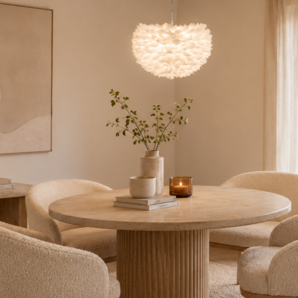 Elegant 45cm white feather ceiling lamp for living room or bedroom
