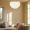 Elegant 45cm white feather ceiling lamp for living room or bedroom