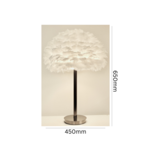 Feather table lamp with black chrome stand