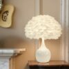 LLT Coco Touch White Feather Table Lamp with touch base