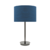 Contemporary table lamp with blue shade and black chrome base
