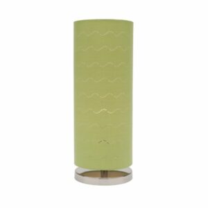 LLT Vardy Green Table Lamp with chrome nickel base and fresh green laser cut wave cylindrical shade
