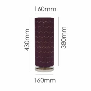 LLT Vardy Purple table lamp featuring deep purple cylindrical shade with delicate laser cut wave pattern