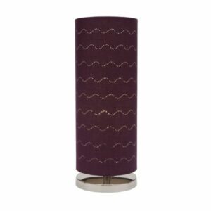 LLT Vardy Purple Table Lamp with chrome nickel base and bold purple laser cut wave cylindrical shade