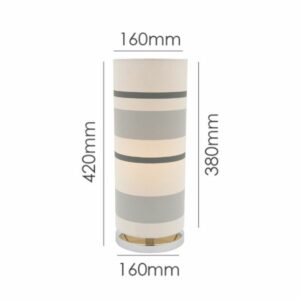 LLT Vardy Silver table lamp featuring bold silver and white horizontal striped shade on chrome base